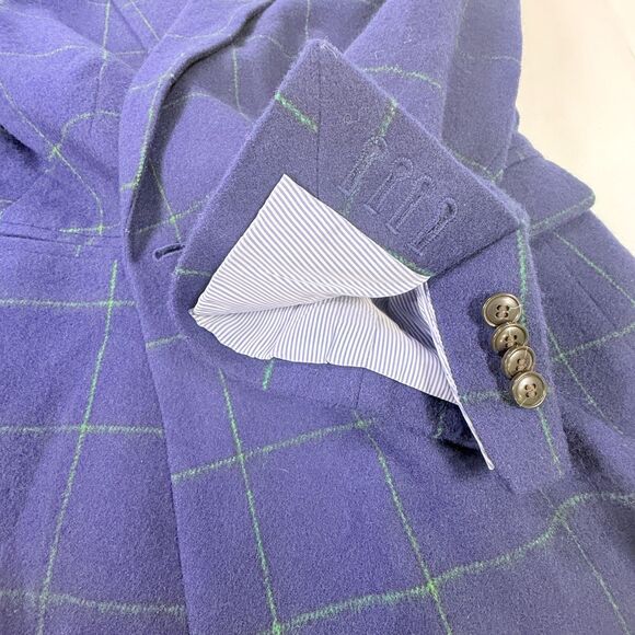 Madewell Women Size 8 Rosedale Blazer Fresh Blueberry Plaid Navy Blue Green - Picture 10 of 13